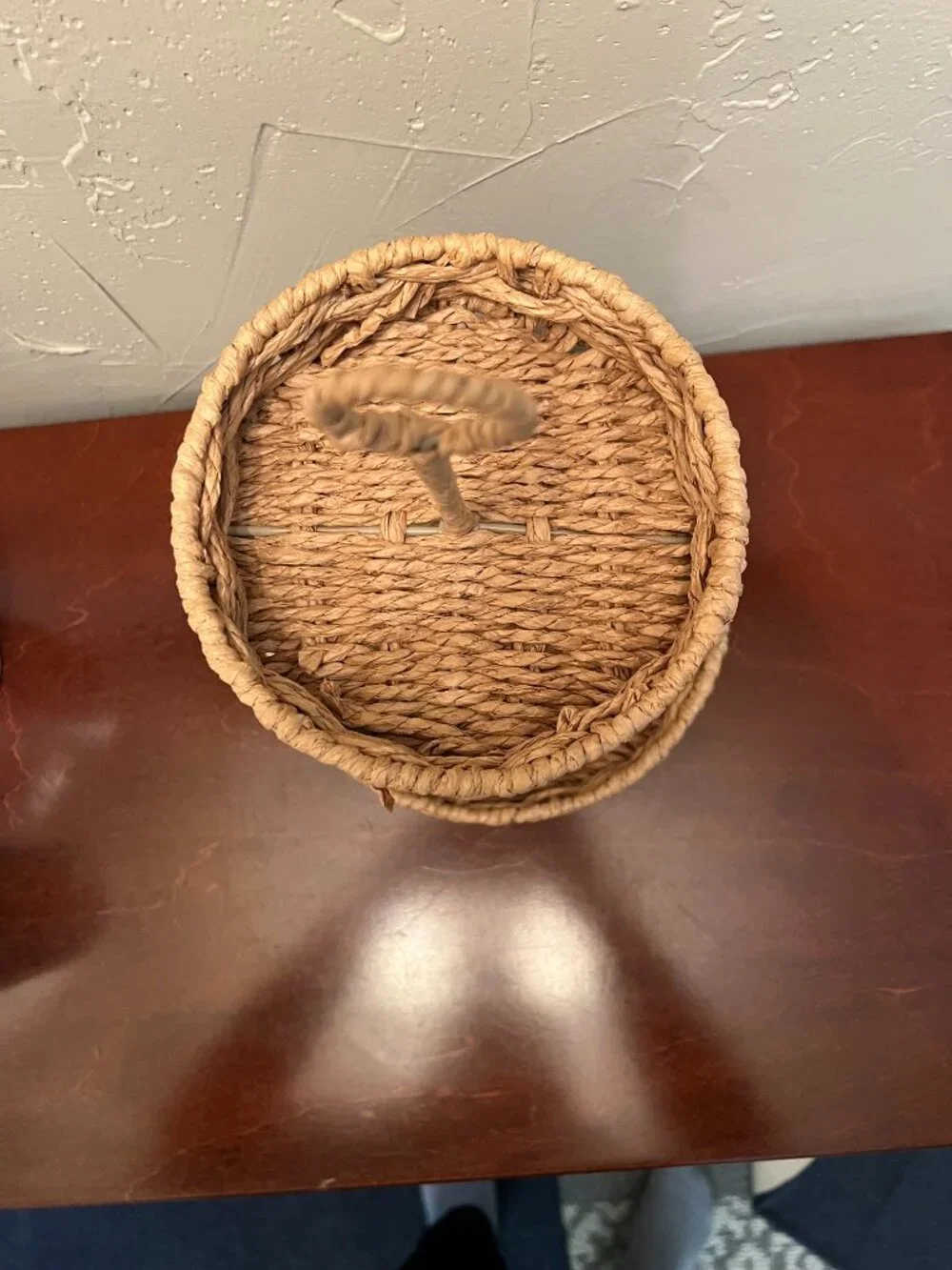 Rustic Woven Two-Tier Tray Stand Rattan Wicker Countertop Organizer